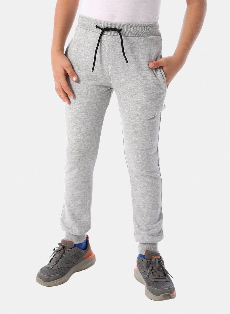 Andora Elastic Waist Boys' Sweatpants - Heather Light Grey - Image 1