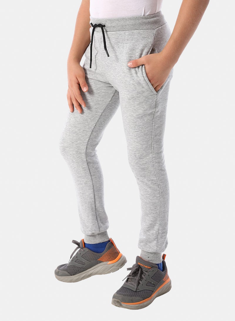 Andora Elastic Waist Boys' Sweatpants - Heather Light Grey - Image 2