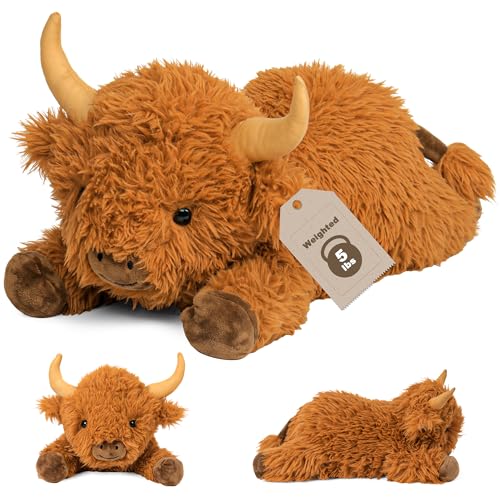 Wepop 5lbs Highland Cow Weighted Stuffed Animals 22in Giant Highland Cow Gift Plush ToyAdorable Stuffed Animal for Kids and Adults Highland Cattle Plushie Pillow Decor - Image 1