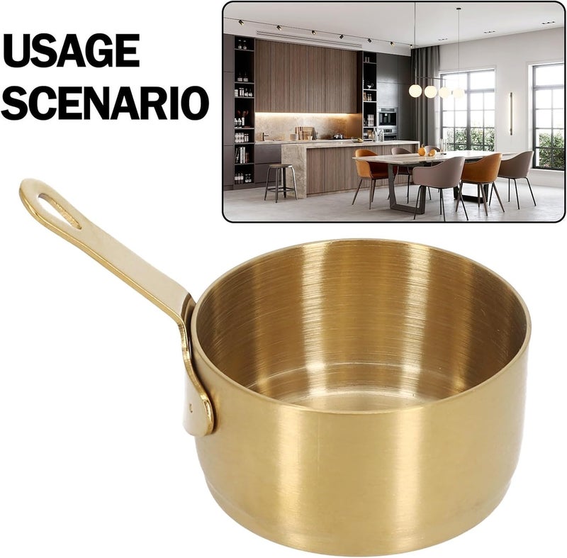 Stainless Steel Saucepan 100ml, Small Kitchen Pots Warming Baby Food, Coffee, Milk, Butter Making Gravy, Non-Stick Cooking Pot for Gas Stove(Gold（80ML）) - Image 4