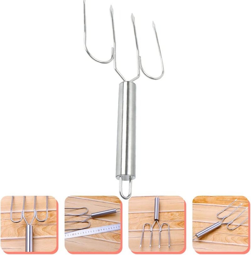 klarako Roast Chicken String Marshmallow Roasting Sticks Metal Grill Skewer Barbecue Forks hot Dog Roasting Sticks Stainless Steel Grill Skewer BBQ Forks Barbecue Skewer Bold skewers - Image 3