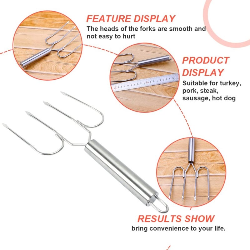 klarako Roast Chicken String Marshmallow Roasting Sticks Metal Grill Skewer Barbecue Forks hot Dog Roasting Sticks Stainless Steel Grill Skewer BBQ Forks Barbecue Skewer Bold skewers - Image 5
