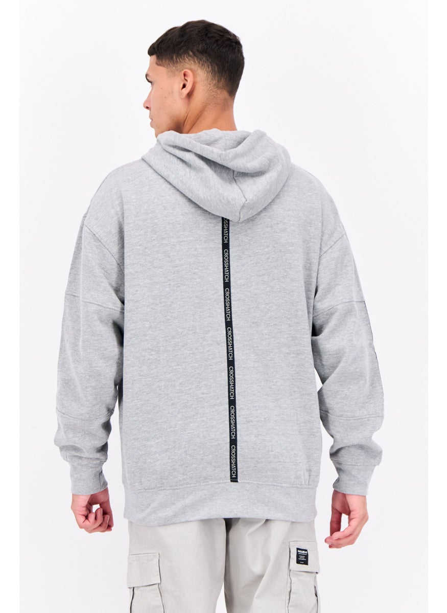 CROSSHATCH - Men Full Zipper Long Sleeve Brand Logo Sweatshirt, Grey - Image 1