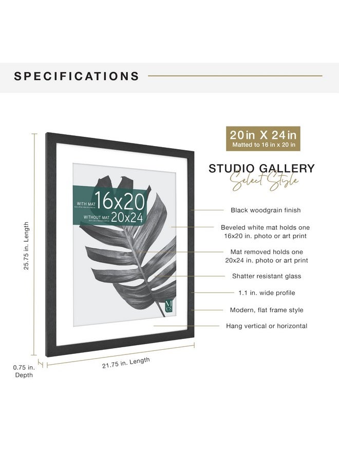 MCS MCS Studio Gallery 20x24 Matted to 16x20 Poster Frame Black Woodgrain, Vertical & Horizontal Wall Hanging Large Picture Frame for Photos, Posters & Art Prints (1-Pack)  - Image 4