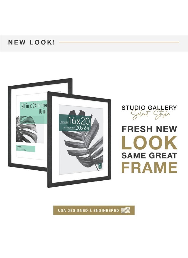 MCS MCS Studio Gallery 20x24 Matted to 16x20 Poster Frame Black Woodgrain, Vertical & Horizontal Wall Hanging Large Picture Frame for Photos, Posters & Art Prints (1-Pack)  - Image 2