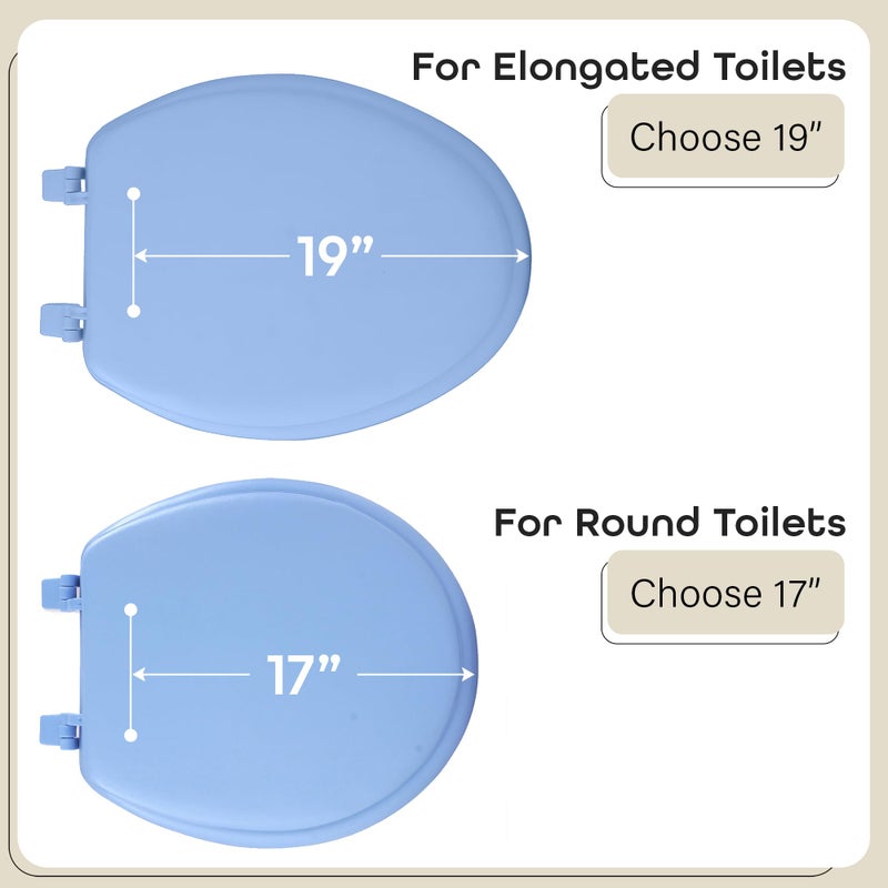 Achim Soft Standard Vinyl Toilet Seat, Light Blue - 17 Inch Soft Vinyl Cover with Comfort Foam Cushioning - Fits All Standard Size Fixtures - Easy to Install Fantasia by Achim Home Decor - Image 3