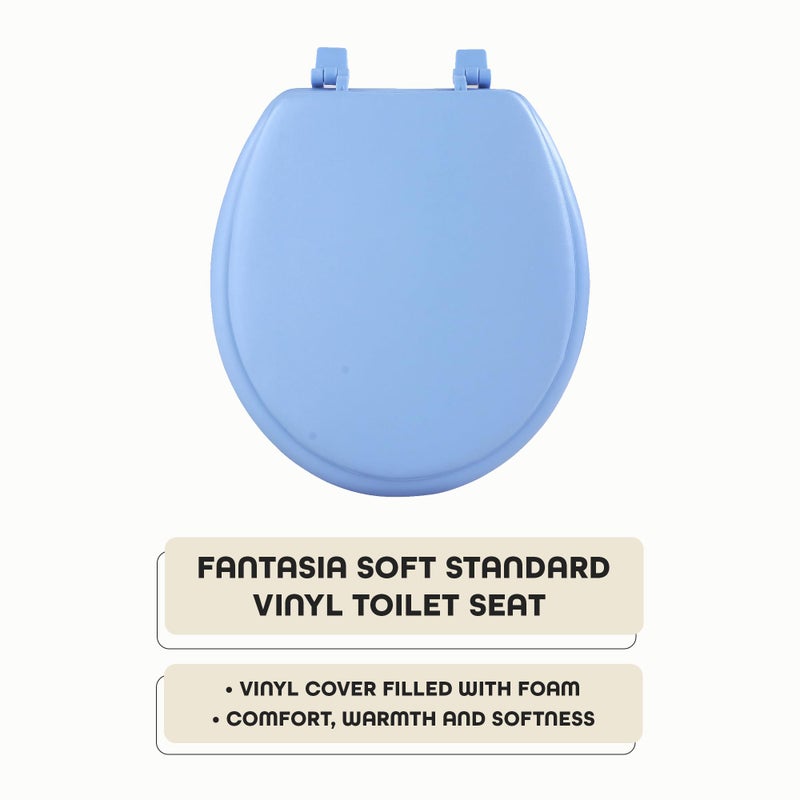 Achim Soft Standard Vinyl Toilet Seat, Light Blue - 17 Inch Soft Vinyl Cover with Comfort Foam Cushioning - Fits All Standard Size Fixtures - Easy to Install Fantasia by Achim Home Decor - Image 2