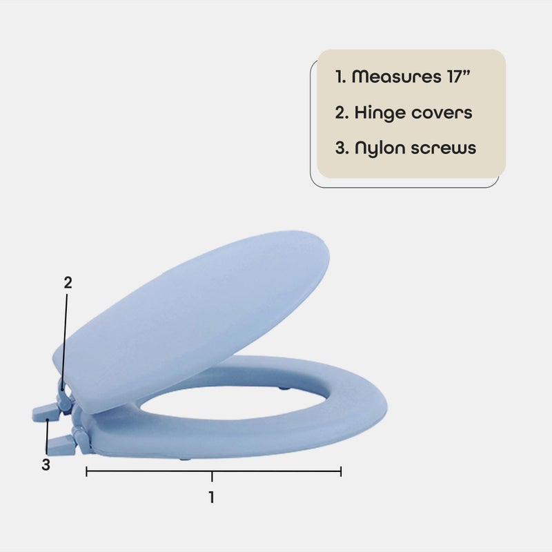 Achim Soft Standard Vinyl Toilet Seat, Light Blue - 17 Inch Soft Vinyl Cover with Comfort Foam Cushioning - Fits All Standard Size Fixtures - Easy to Install Fantasia by Achim Home Decor - Image 4