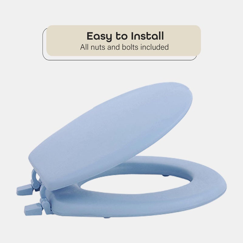 Achim Soft Standard Vinyl Toilet Seat, Light Blue - 17 Inch Soft Vinyl Cover with Comfort Foam Cushioning - Fits All Standard Size Fixtures - Easy to Install Fantasia by Achim Home Decor - Image 5