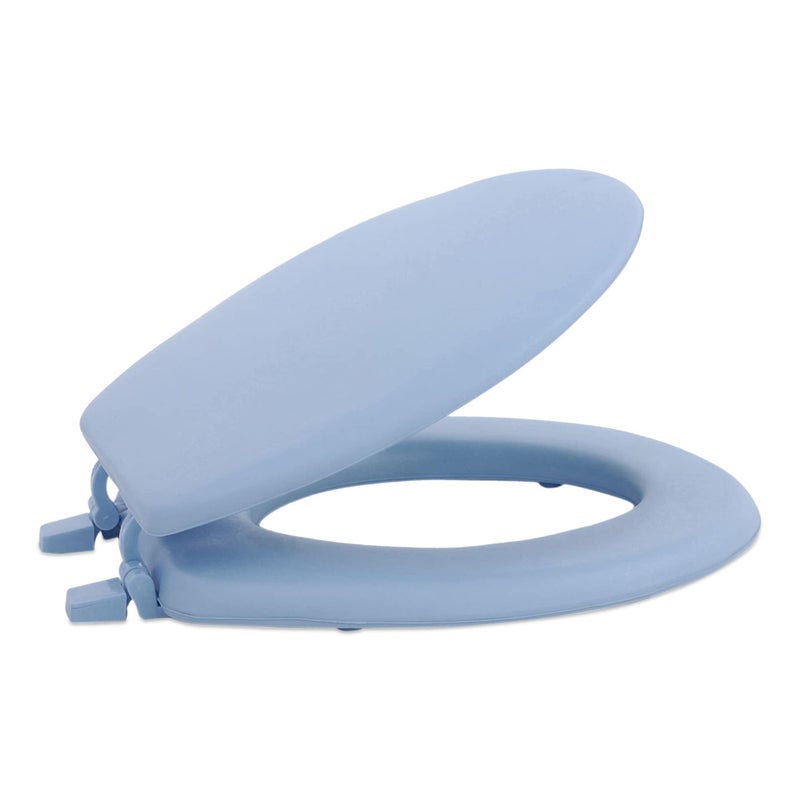 Achim Soft Standard Vinyl Toilet Seat, Light Blue - 17 Inch Soft Vinyl Cover with Comfort Foam Cushioning - Fits All Standard Size Fixtures - Easy to Install Fantasia by Achim Home Decor - Image 1