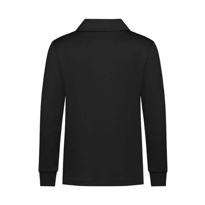 QBK Boys' Performance Polo Kids Collared Golf Shirts Long Sleeve School Uniform for 4T-16Y(Black XS) - Image 3