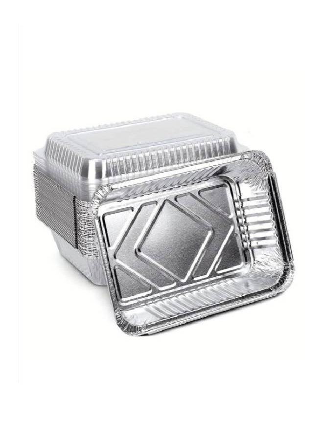 Generic 9 disposable rectangular foil dishes with a lid (60 pieces)  - Image 3