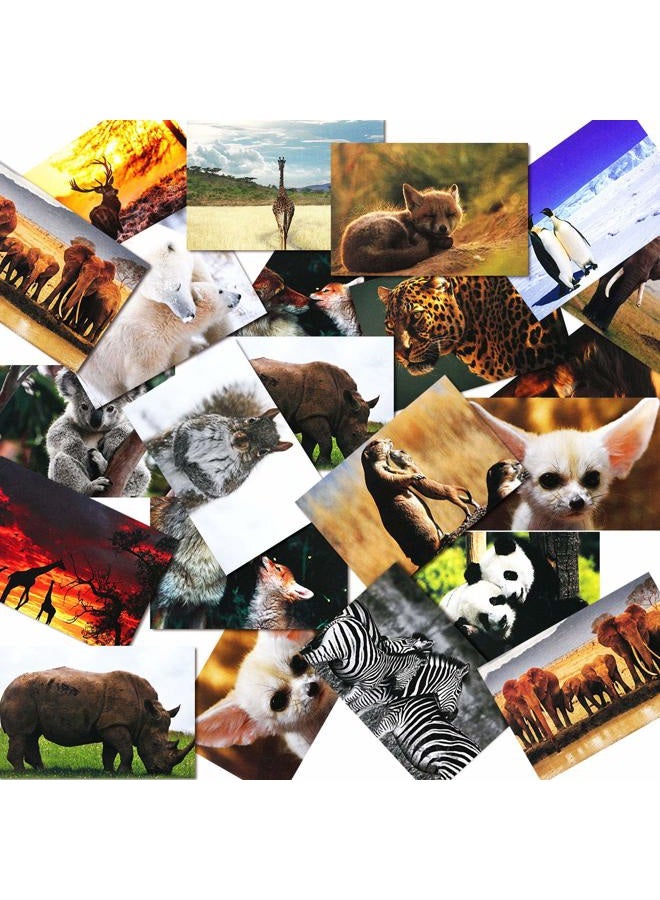 Outus 60 Pieces Wild Animal Themed Blank Postcards 20 Designs Postcards Pandas Lions Polar Bears Giraffes Elephants Animal Greeting Postcards, 4 x 6 Inches - Image 2