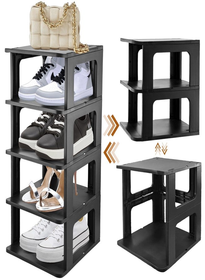 Vynora 5 Tier Vertical Shoe Rack, Tall Shoe Storage Standing Shelf for Entryway, Durable Stackable Shoes Tower, Space Saving Shoes Storage for Closet, Garage (Black) - Image 1