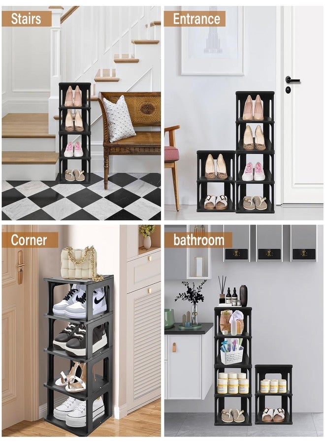 Vynora 5 Tier Vertical Shoe Rack, Tall Shoe Storage Standing Shelf for Entryway, Durable Stackable Shoes Tower, Space Saving Shoes Storage for Closet, Garage (Black) - Image 5
