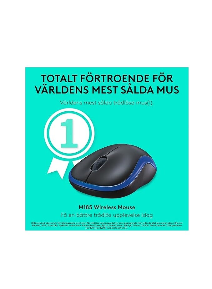 Logitech Mouse Wireless Blue M185 - Image 2