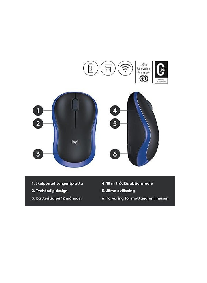 Logitech Mouse Wireless Blue M185 - Image 4