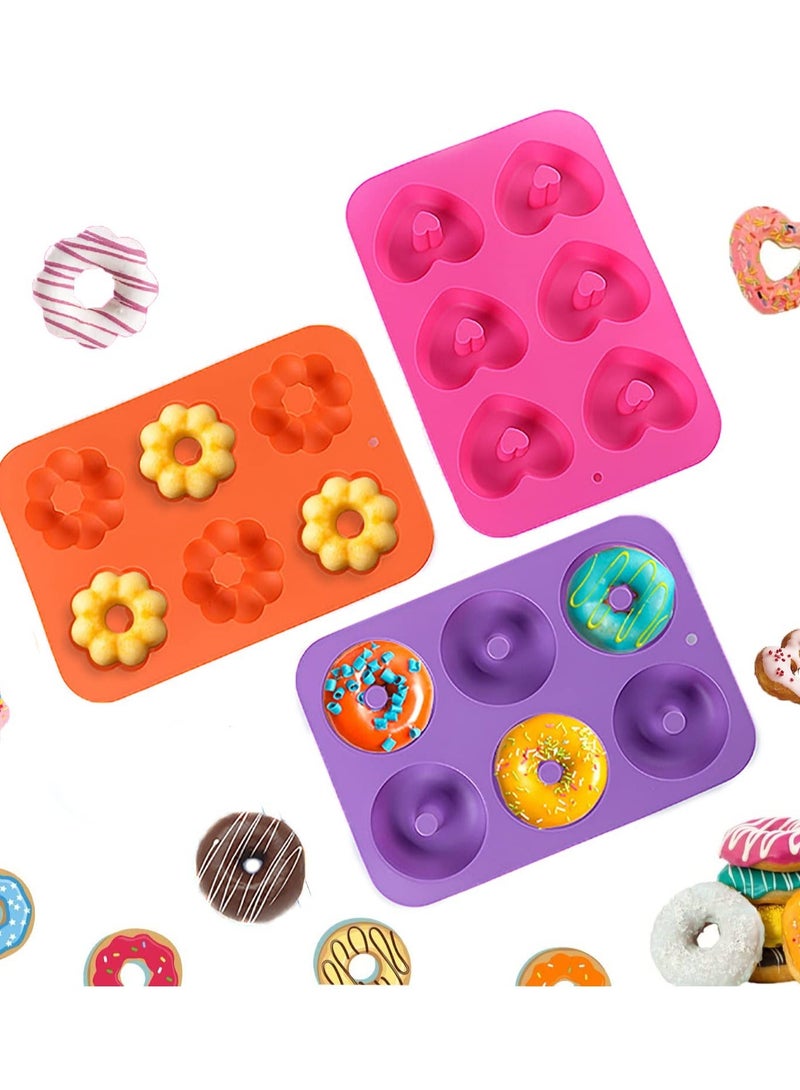 Silicone Donut Pan Set, Non-Stick Baking Pans for Doughnuts, Muffins, Cakes, Bagels, Easy Pop Out Design - Oven & Dishwasher Safe(Set of 3) - Image 1