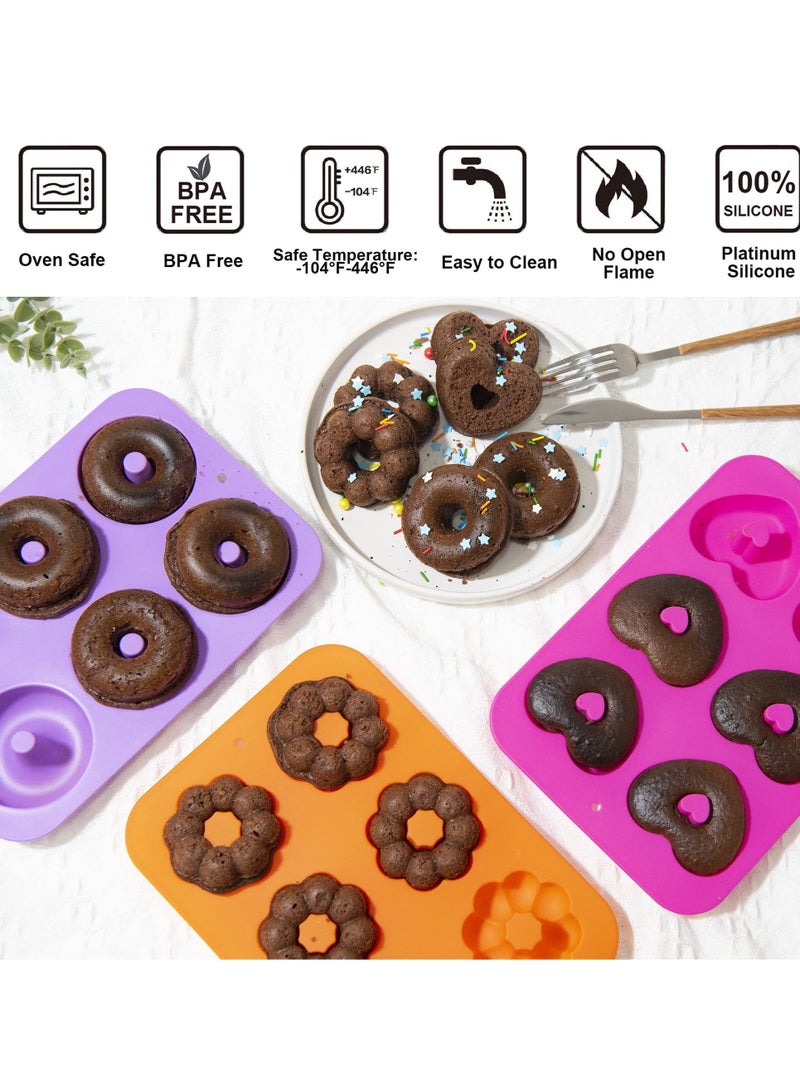 Silicone Donut Pan Set, Non-Stick Baking Pans for Doughnuts, Muffins, Cakes, Bagels, Easy Pop Out Design - Oven & Dishwasher Safe(Set of 3) - Image 3