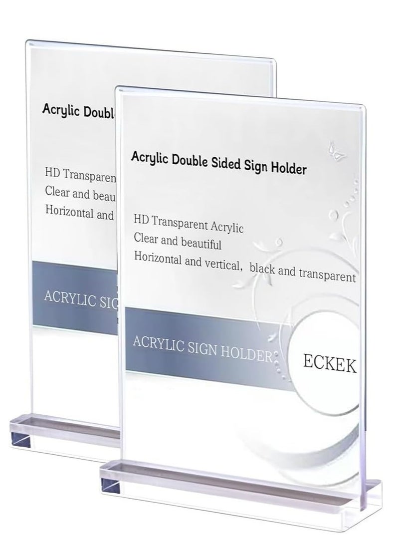 Eckek Eckek  2 Pack Acrylic Sign Holder Menu Displays Double Sided Sign Stand A4/A5/A6 Clear  - Image 1
