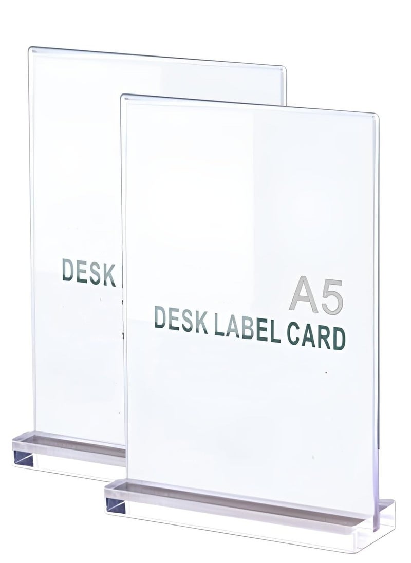 Eckek Eckek  2 Pack Acrylic Sign Holder Menu Displays Double Sided Sign Stand A4/A5/A6 Clear  - Image 2