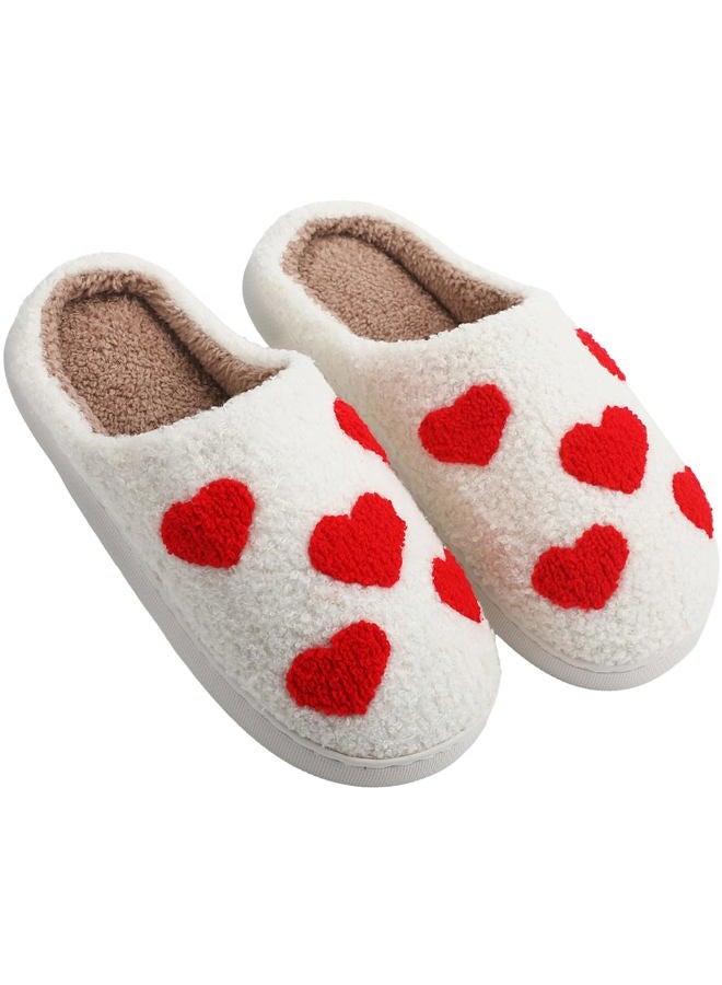 ShinyMatch Valentine's Day Slippers Heart Soft Plush Slippers Keep Warm Couples Slides for Women Valentine's Day Home - Image 1