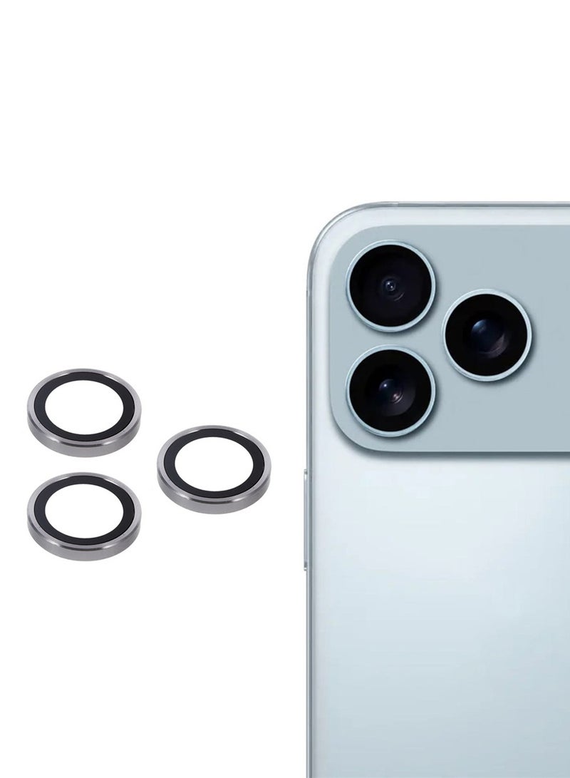 Wtech Apple iPhone 17 Pro 5G 2025 Premium Alloy Ring Camera Lens Tempered Glass Protector Shield (MLGICR) - Clear/Titanium - Image 1