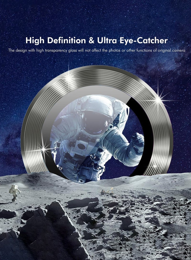 Wtech Apple iPhone 17 Pro 5G 2025 Premium Alloy Ring Camera Lens Tempered Glass Protector Shield (MLGICR) - Clear/Titanium - Image 3