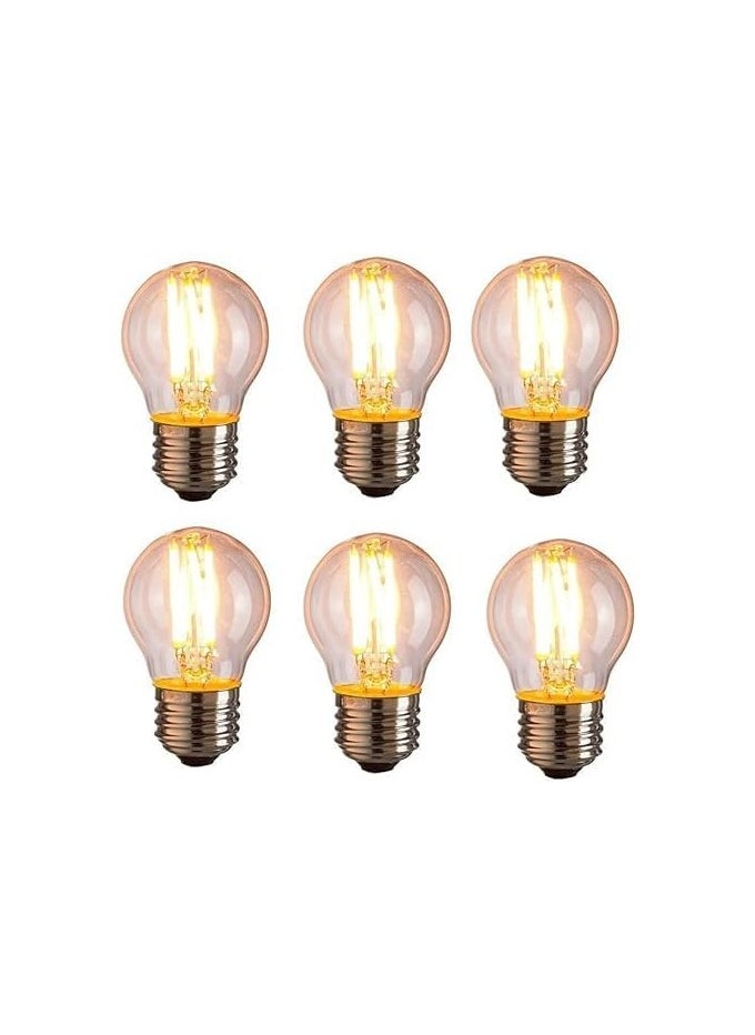 General Large Dimmable Decorative Bulb G45 Edison Dimmable Bulb E27 220V 4W, Pack of 6 Straight Line Design, Yellow 