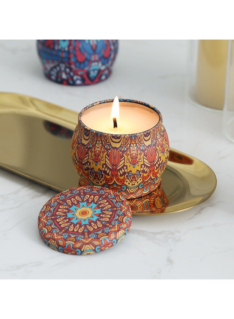 مجموعة أربعة قطع من الشموع المعطرة، مجموعة شموع معطرة مصنوعة من شمع الصويا في علب إبداعية منزلية - Image 3