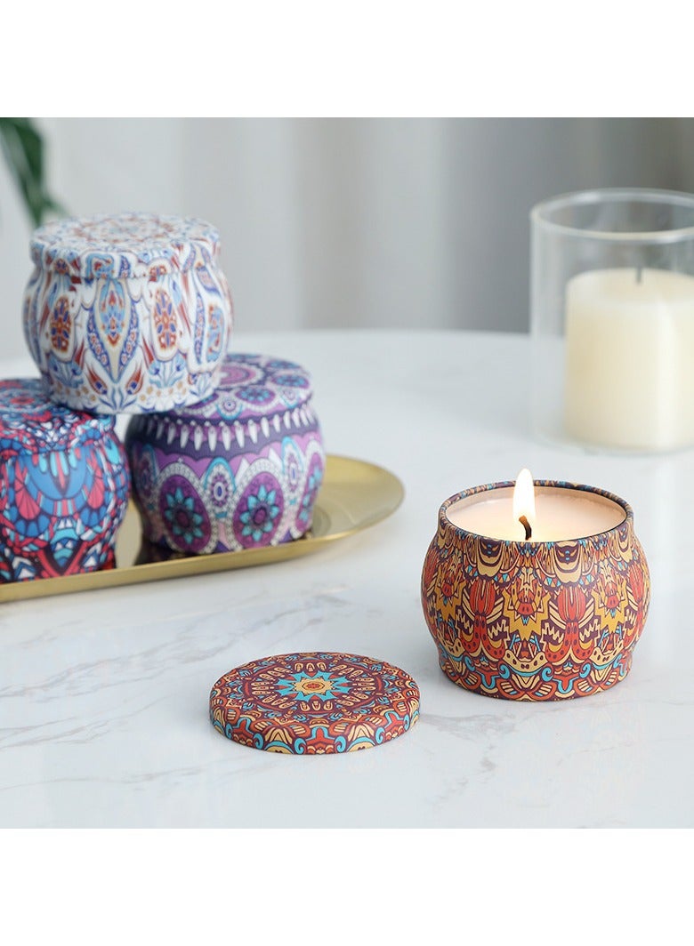 مجموعة أربعة قطع من الشموع المعطرة، مجموعة شموع معطرة مصنوعة من شمع الصويا في علب إبداعية منزلية - Image 2