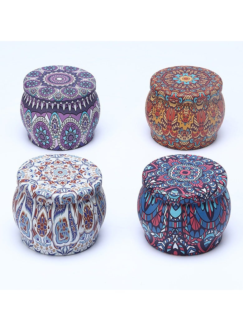 مجموعة أربعة قطع من الشموع المعطرة، مجموعة شموع معطرة مصنوعة من شمع الصويا في علب إبداعية منزلية - Image 4