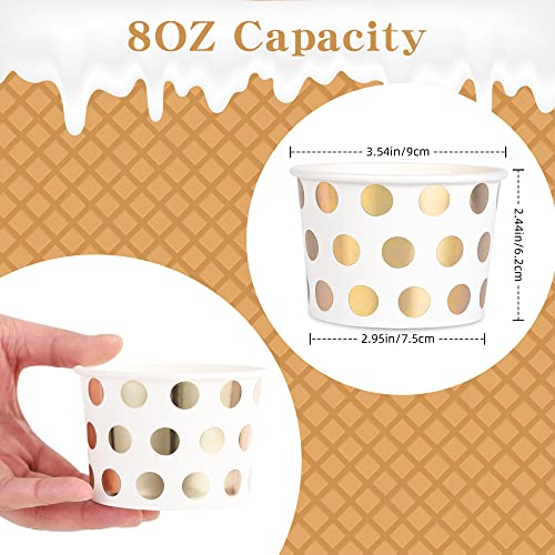 AimFun 60 Pcs Treat Snack Cups Gold Dessert Cups 9oz Disposable Paper Ice Cream Cups for Hot or Cold Food Container Birthday Thanksgiving Christmas Party Supplies - Image 3