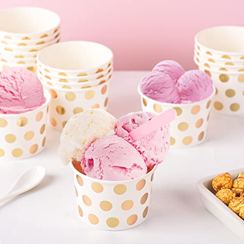 AimFun 60 Pcs Treat Snack Cups Gold Dessert Cups 9oz Disposable Paper Ice Cream Cups for Hot or Cold Food Container Birthday Thanksgiving Christmas Party Supplies - Image 2