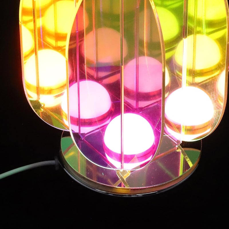 VOSAREA Colorful Acrylic Table Lamp Small Decorative Bedside Lamp Geometric Desk Light for Bedroom Home Office - Image 4
