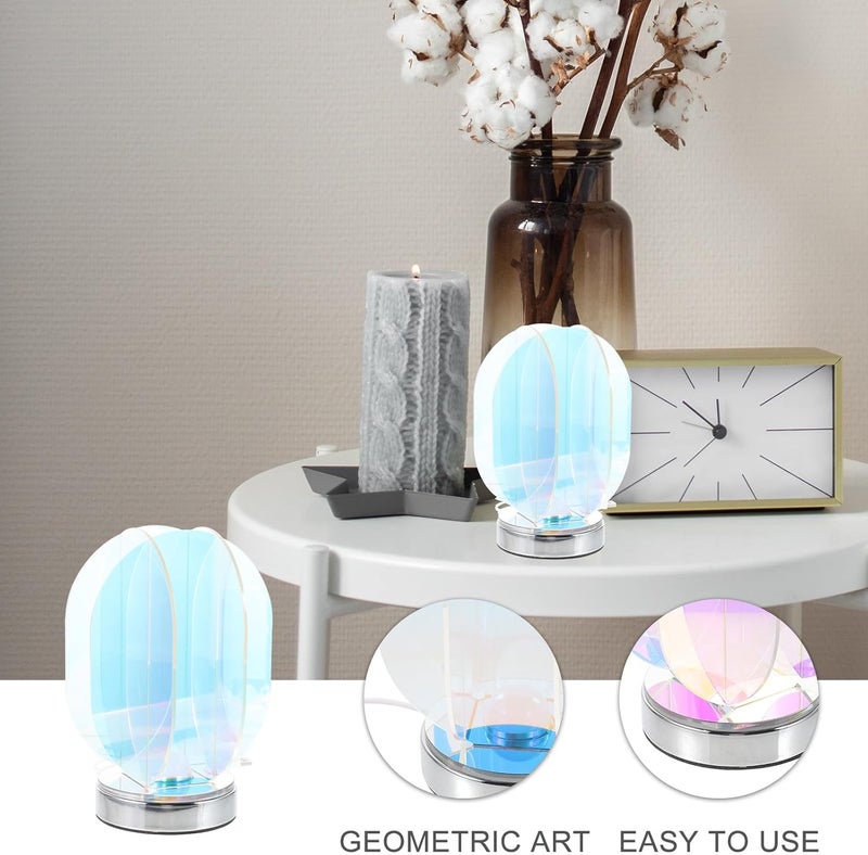 VOSAREA Colorful Acrylic Table Lamp Small Decorative Bedside Lamp Geometric Desk Light for Bedroom Home Office - Image 5
