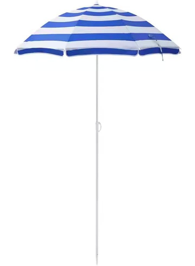 Peng Essentials SunSplash Beach Parasol | UV-Resistant Canopy, Tilt Adjustable, Lightweight & Foldable Sun Umbrella for Outdoor, Garden & Beach Use (Blue & White) - Image 1