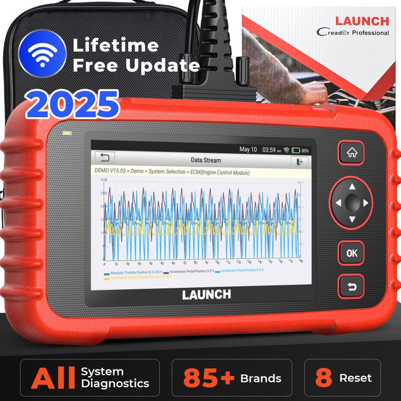 LAUNCH CRP129X Plus 2025 OBD2 Scanner Diagnostic Tool All System Car Scanner 8 Reset Injector CodingThrottleSASOilEPBBMSTPMS Reset Diagnostic Scanner for All Cars Free Update Scan Tool