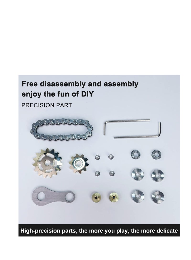 دراجة سلسلة تروس دوار مهدئ، لعبة فidget من سلسلة التروس المعدنية لتخفيف الضغط والقلق، لعبة فidget لتحسين التركيز، لعبة دوارة بأصابع من الفولاذ المقاوم للصدأ، محامل حسية نادرة، لعبة جديدة بتشطيب ذهبي لسلسلة التروس - Image 4