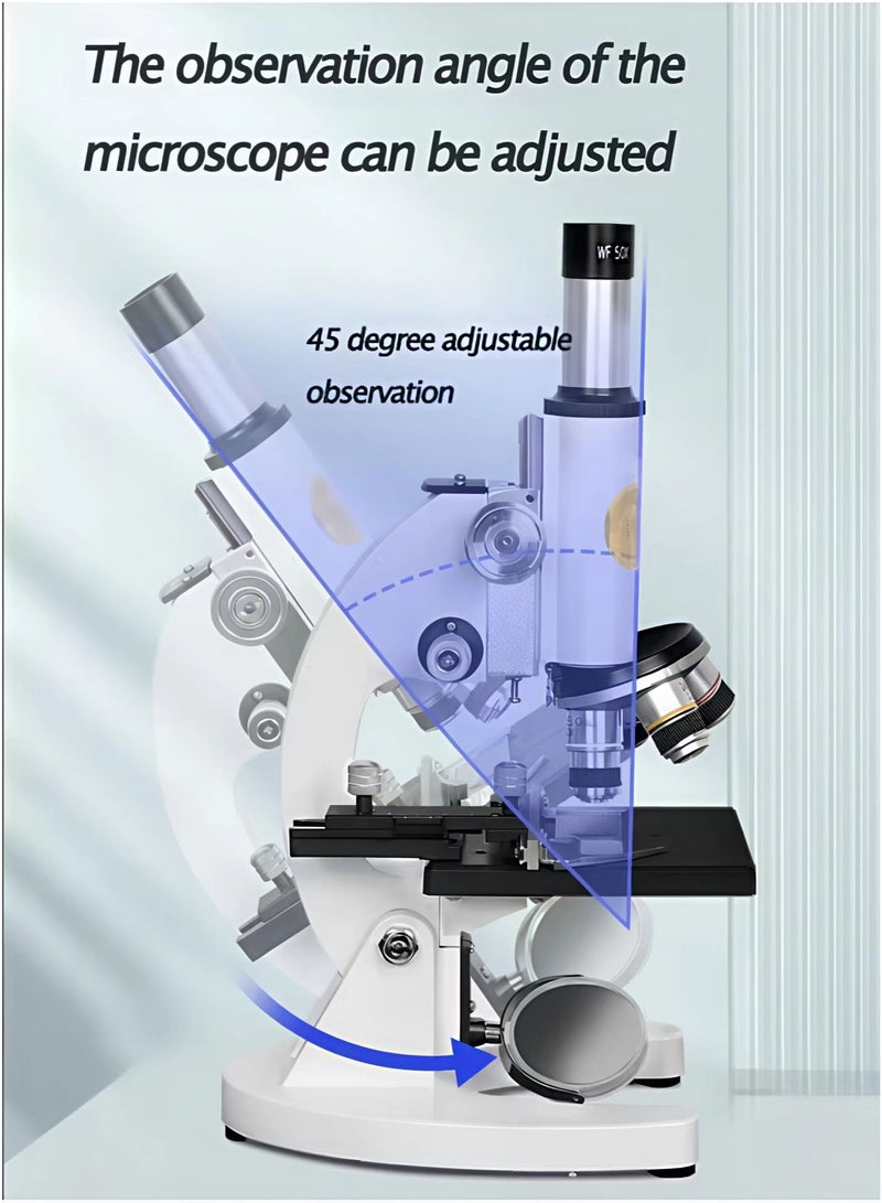 غاز مجهر تعليمي مركب بقوة تكبير 40000X مع إضاءة LED وحامل للهاتف الذكي – منصة دقيقة، رؤية عالية الوضوح، مثالي للطلاب وتعلم العلوم - Image 3
