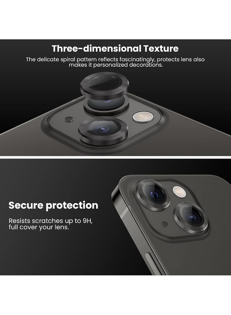 Camera Lens Protector for iphone 13/13 Mini Accessories, 9H Tempered Glass Metal Individual Ring Camera Cover Screen Protector, Case Friendly, Anti Scratch (ٍBlack)