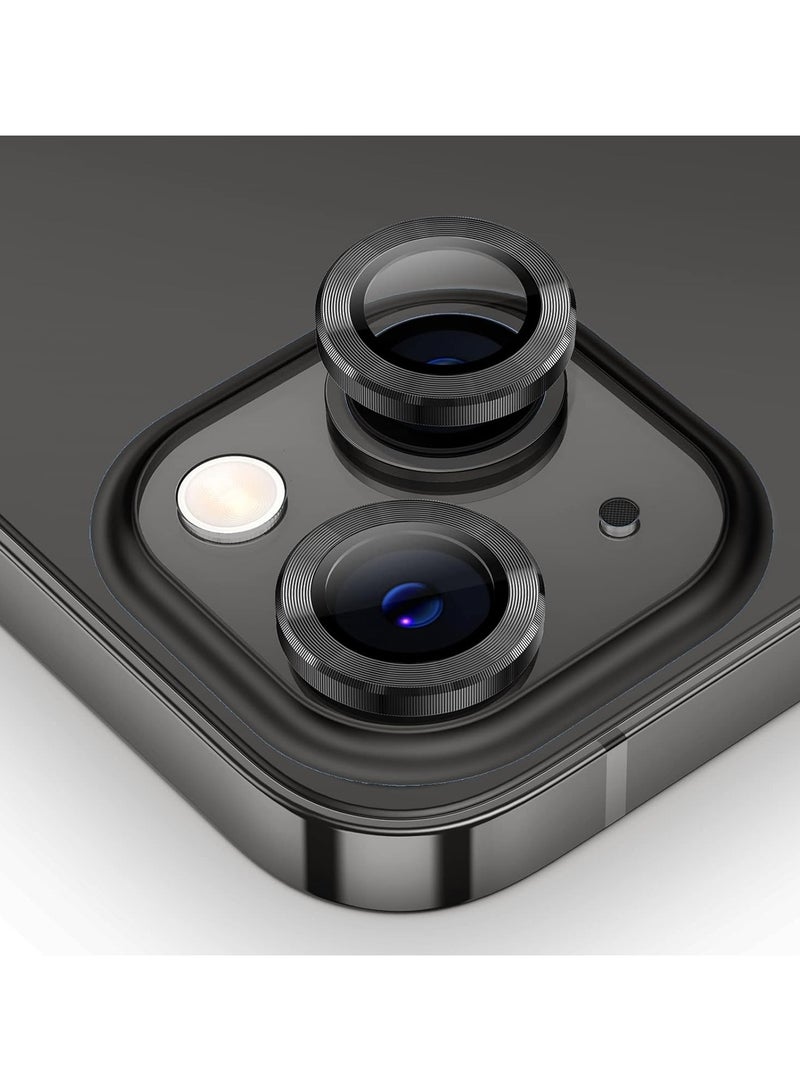 Camera Lens Protector for iphone 13/13 Mini Accessories, 9H Tempered Glass Metal Individual Ring Camera Cover Screen Protector, Case Friendly, Anti Scratch (ٍBlack)