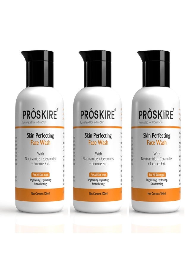 Proskire Skin Perfecting Face Wash with Niacinamide, Ceramides & Licorice | Clear, Glow, Oil Control − 100ml each (Pack of 3) - Image 1