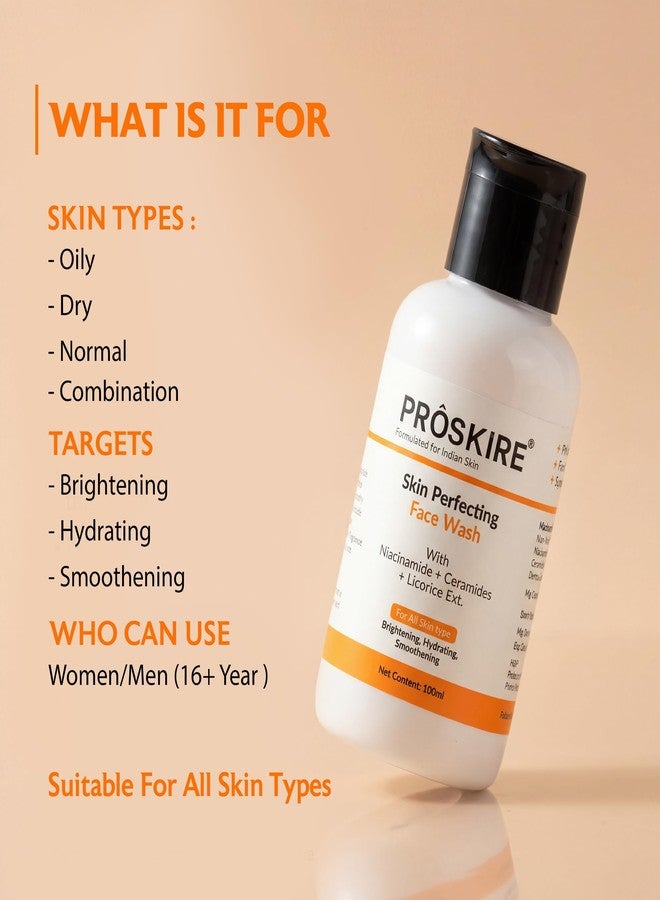 Proskire Skin Perfecting Face Wash with Niacinamide, Ceramides & Licorice | Clear, Glow, Oil Control − 100ml each (Pack of 3) - Image 5