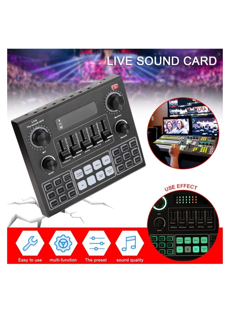 Gravity Multifunctional Live V9 Sound Card and BM800 Suspension Microphone Kit Broadcasting Condenser Microphone Set Intelligent Webcast Live Sound Card for Computers and Mobile - Image 5