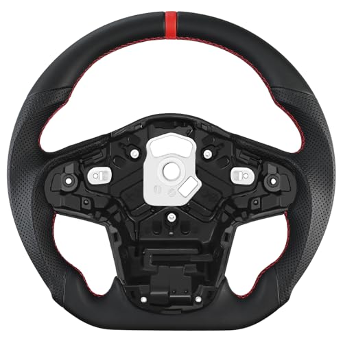 LOSCHEN Full Leather Steering Wheel for Toyota GR Supra 2019-2024 Full Nappa Perforated Leather, D-shaped Flat-bottom Steering Wheel - Image 1