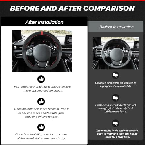 LOSCHEN Full Leather Steering Wheel for Toyota GR Supra 2019-2024 Full Nappa Perforated Leather, D-shaped Flat-bottom Steering Wheel - Image 4