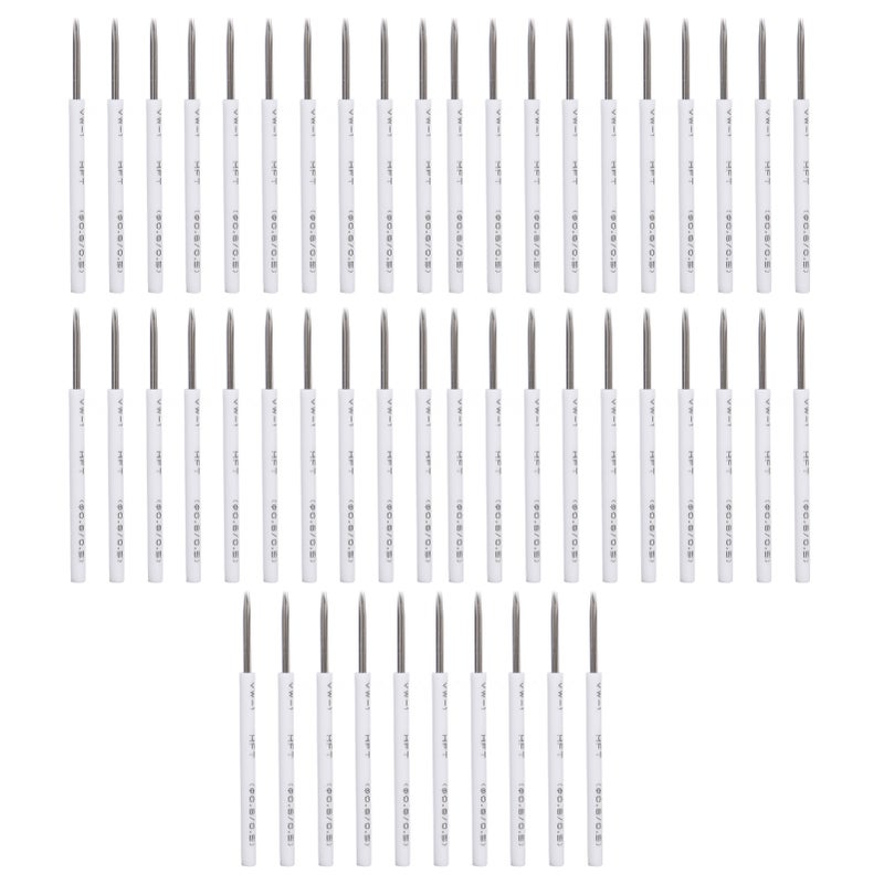 Microblading Needles 50pcs Food Grade Stainless Steel: High Elasticity Fast Coloring - Small Skin Damage Long-Lasting Color Retention Eyebrow Shader Needles for Professional Tattooists, Beginner Pract - Image 5