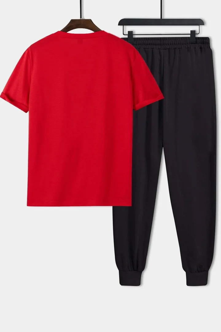 ONLYTRENDWEAR Unisex Astronaut Rides Printed 2-Piece Tracksuit Set S.m. Red