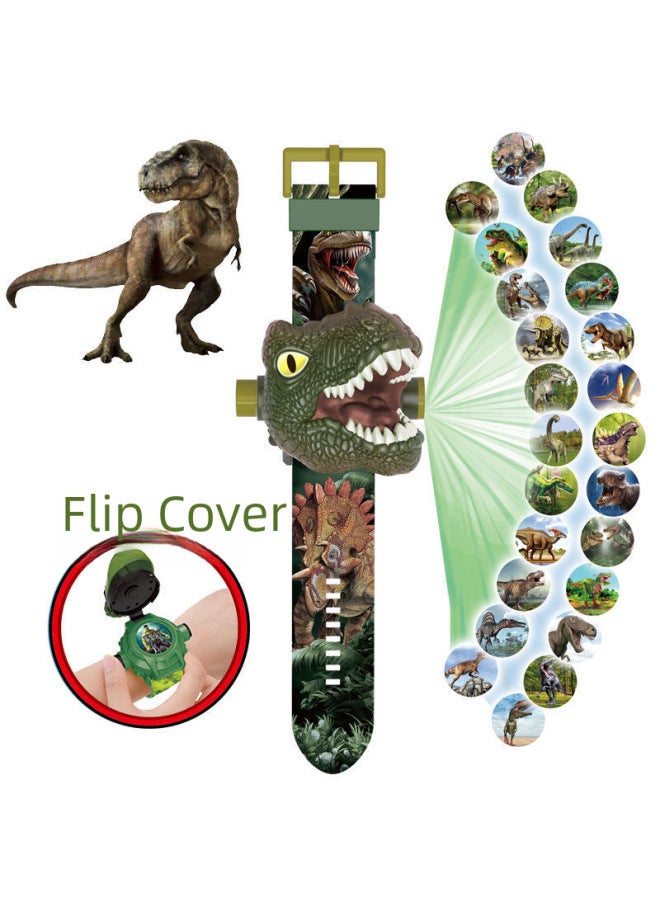 ساعة عرض لعبة الأطفال ديناصور ثلاثية الأبعاد كارتون إلكترونية ساعة ليلية للسوق الليلية ورياض الأطفال وجوائز هدايا المدرسة الابتدائية - اللون: ترايسيراتوبس 【24 عرضًا + وقت】】 - Image 3